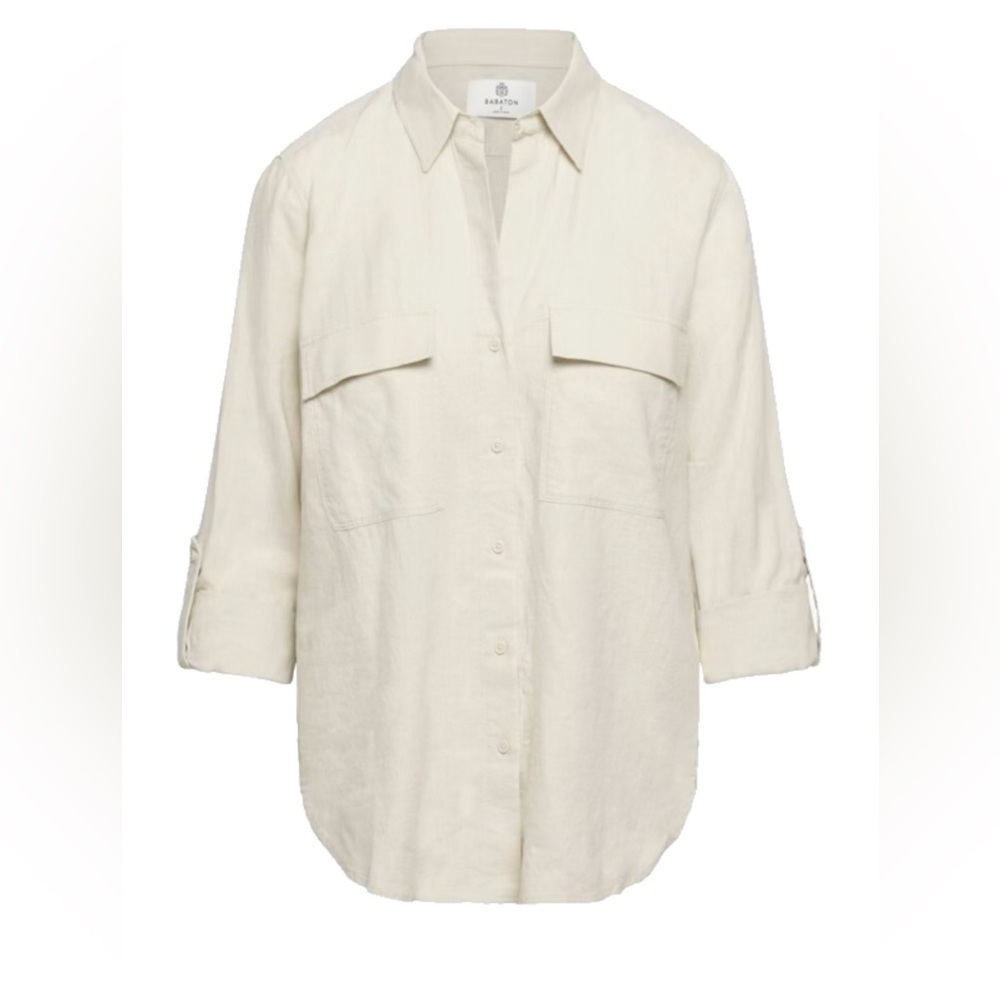 Aritzia Babaton Ligh beige Linen Blouse xs